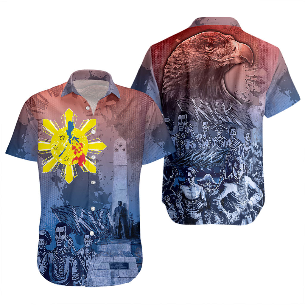Philippines Filipinos Short Sleeve Shirt National Heroes Sun Star With Eagle