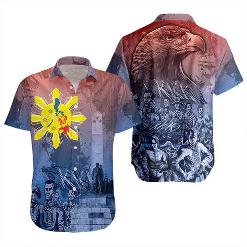 Philippines Filipinos Short Sleeve Shirt National Heroes Sun Star With Eagle