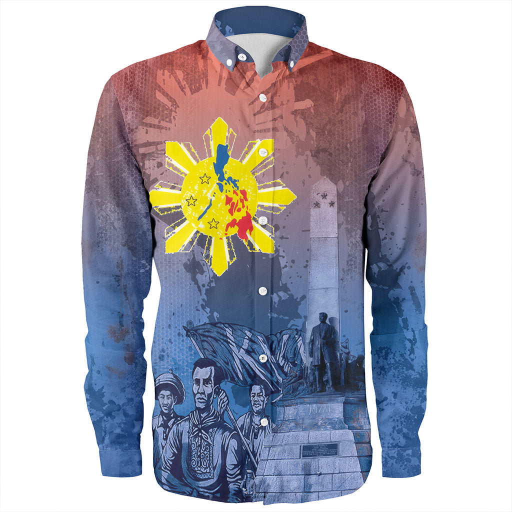 Philippines Filipinos Long Sleeve Shirt National Heroes Sun Star With Eagle