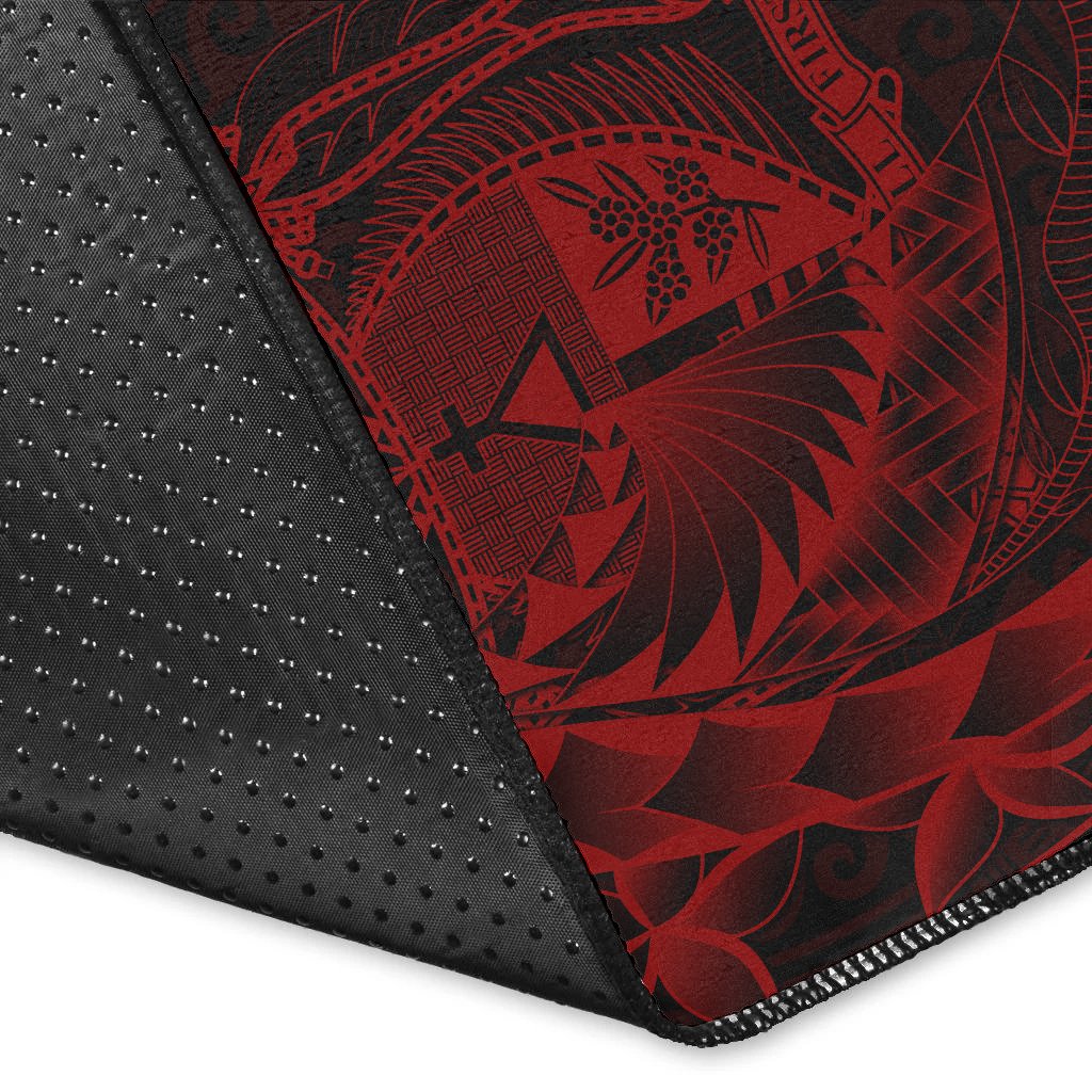 Nauru Area Rug - Polynesian Pattern Style Red Color