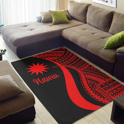 Nauru Area Rug - Red Polynesian Tentacle Tribal Pattern