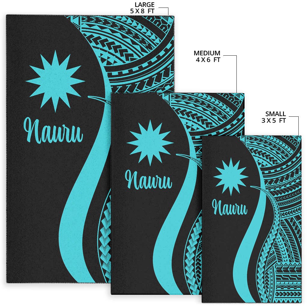 Nauru Area Rug - Turquoise Polynesian Tentacle Tribal Pattern