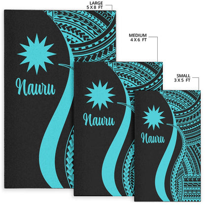 Nauru Area Rug - Turquoise Polynesian Tentacle Tribal Pattern