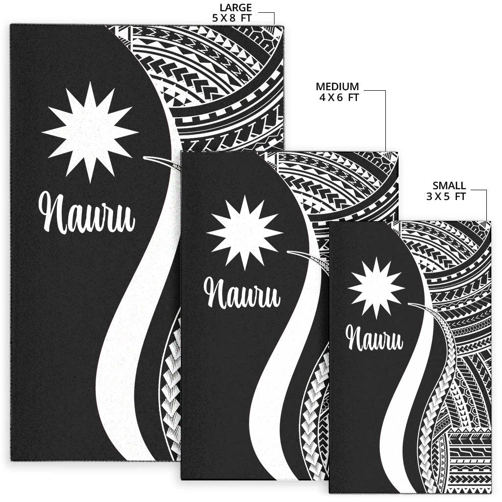 Nauru Area Rug - White Polynesian Tentacle Tribal Pattern