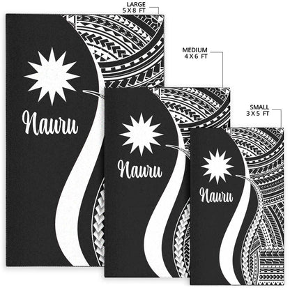 Nauru Area Rug - White Polynesian Tentacle Tribal Pattern