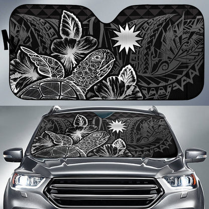 Nauru Auto Sun Shades Turtle Hibiscus Black