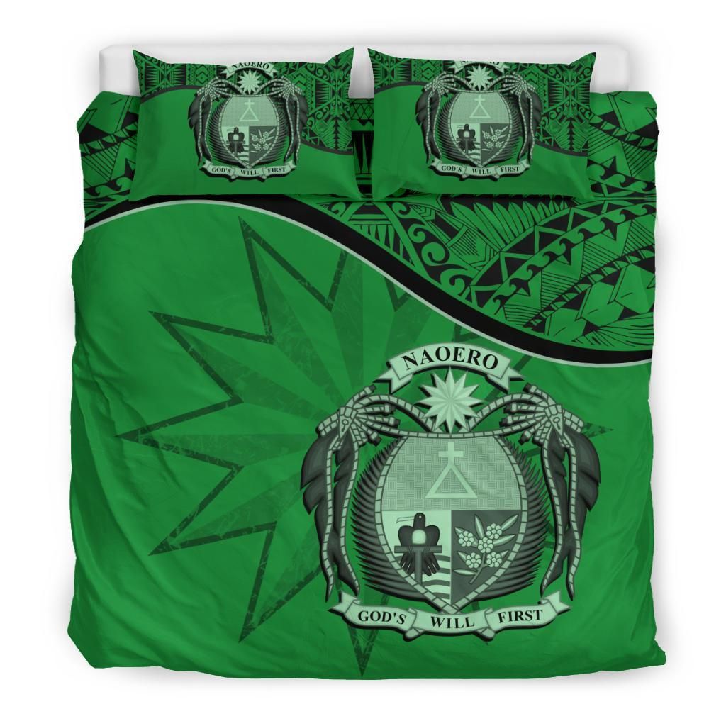 Nauru Duvet Cover Set - Nauru Bedding Flag & Coat Of Arms Green