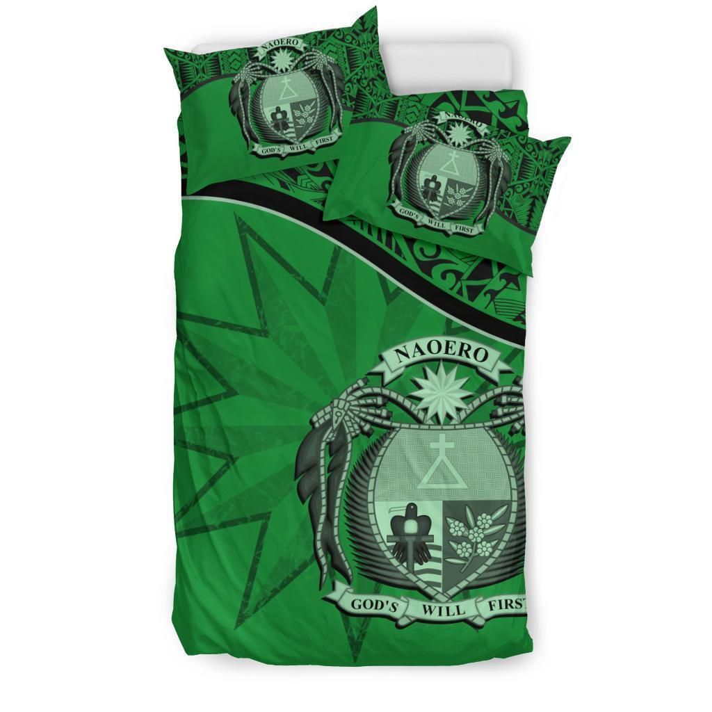 Nauru Duvet Cover Set - Nauru Bedding Flag & Coat Of Arms Green