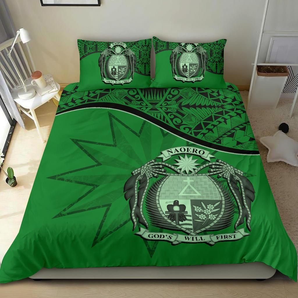 Nauru Duvet Cover Set - Nauru Bedding Flag & Coat Of Arms Green