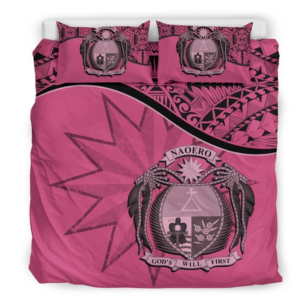Nauru Duvet Cover Set - Nauru Bedding Flag & Coat Of Arms Pink