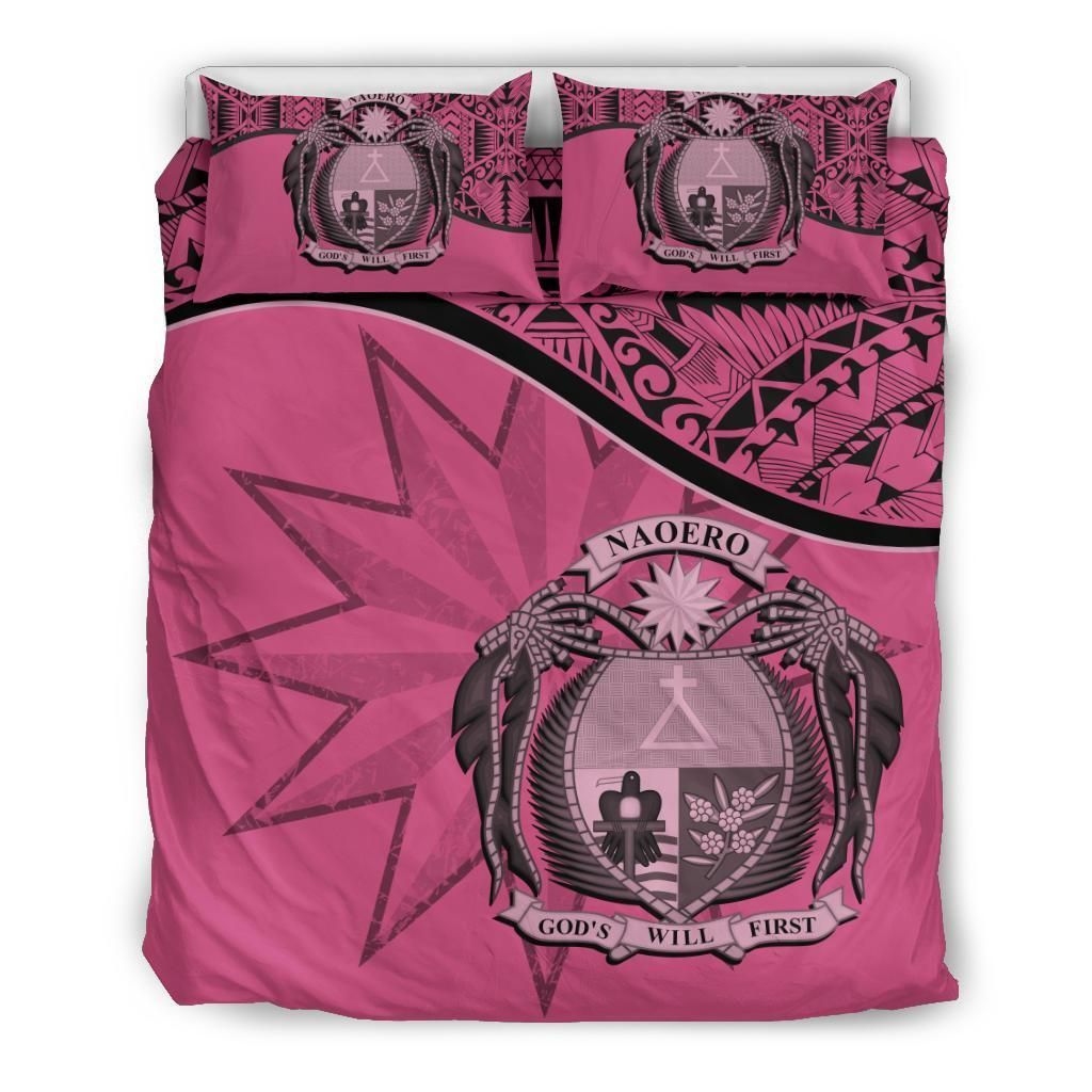 Nauru Duvet Cover Set - Nauru Bedding Flag & Coat Of Arms Pink