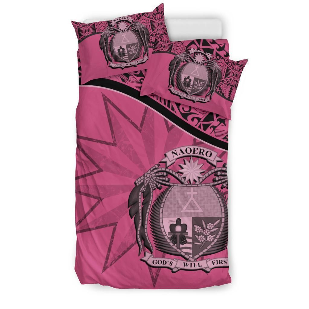 Nauru Duvet Cover Set - Nauru Bedding Flag & Coat Of Arms Pink