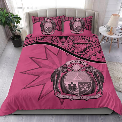 Nauru Duvet Cover Set - Nauru Bedding Flag & Coat Of Arms Pink