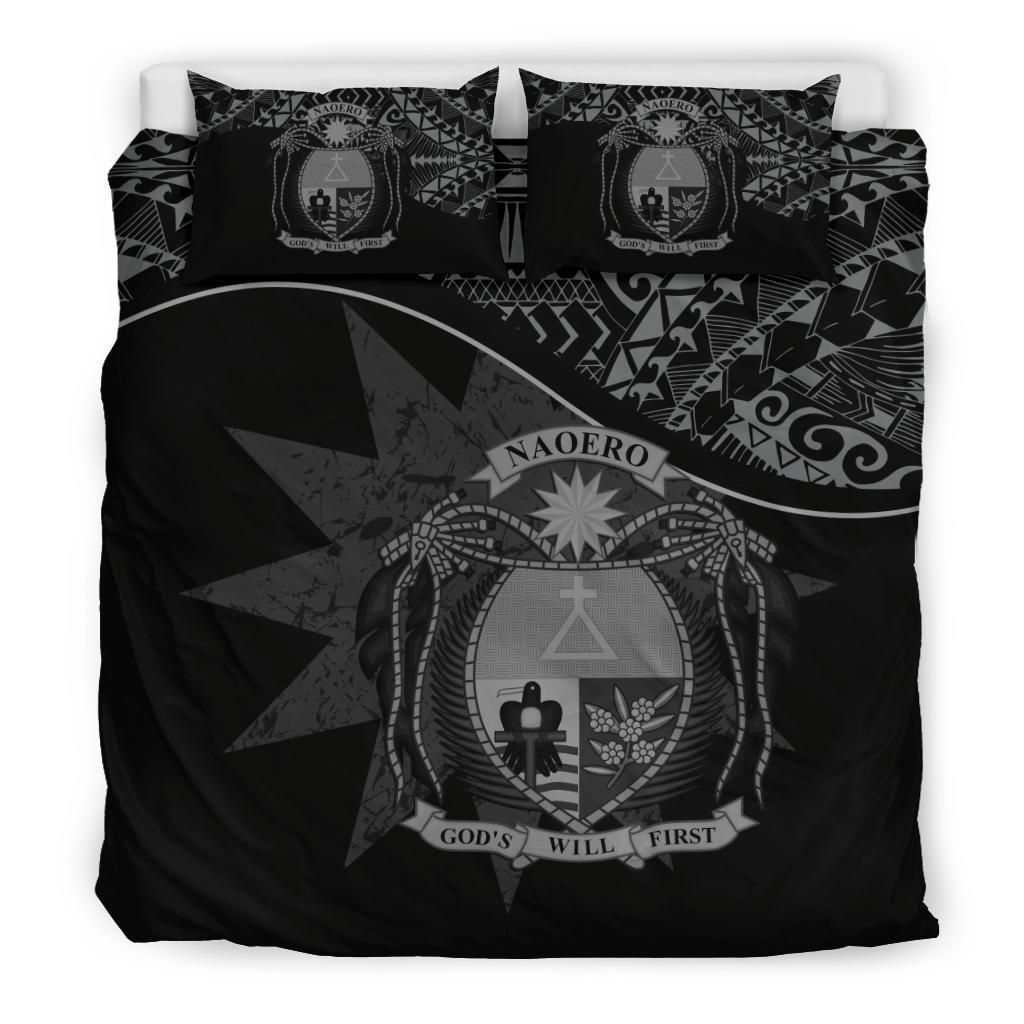 Nauru Duvet Cover Set - Nauru Bedding Flag & Coat Of Arms Black