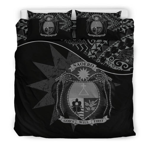 Nauru Duvet Cover Set - Nauru Bedding Flag & Coat Of Arms Black