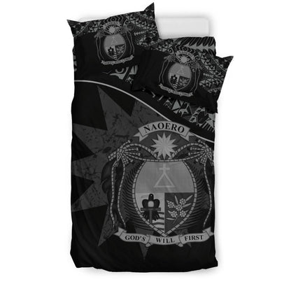Nauru Duvet Cover Set - Nauru Bedding Flag & Coat Of Arms Black