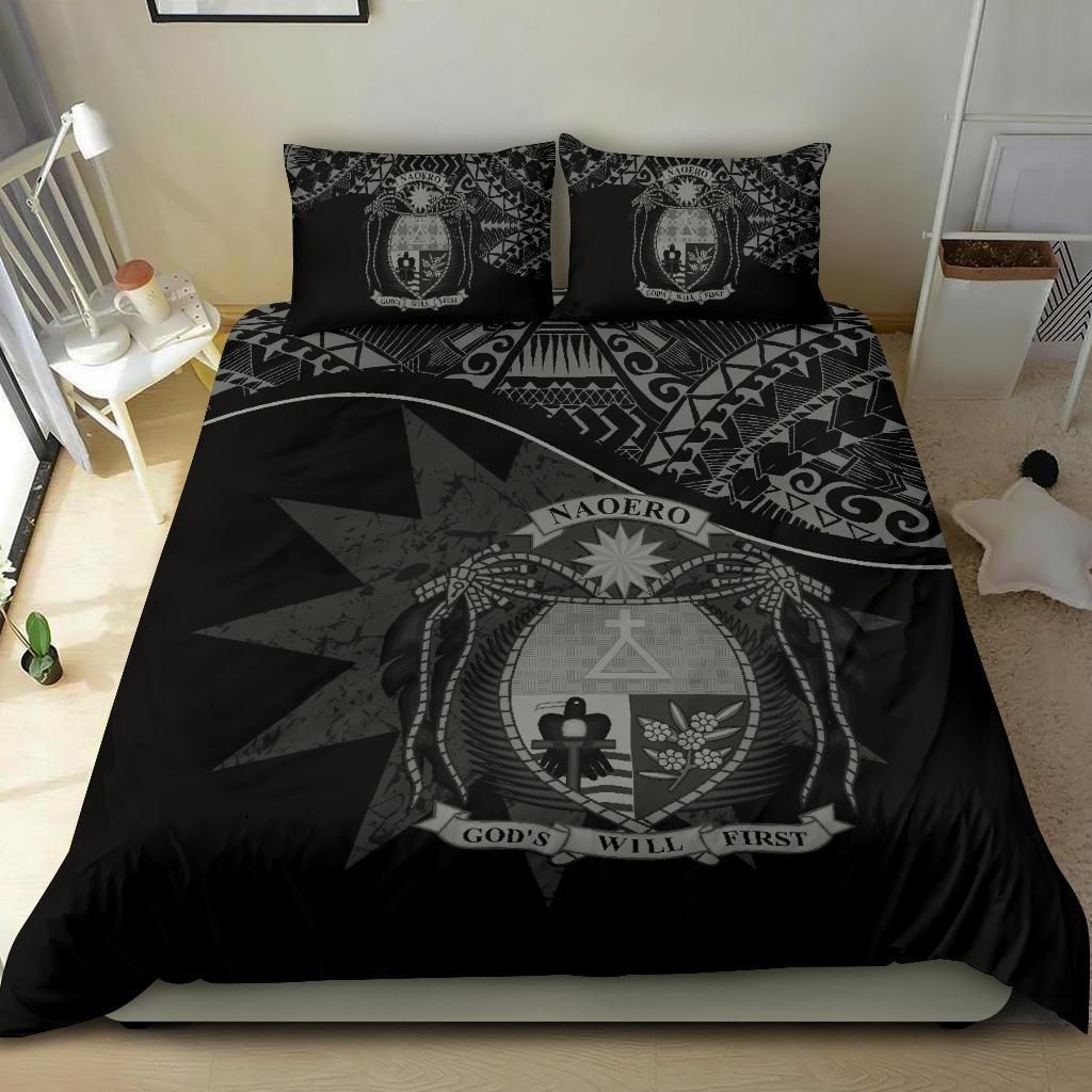 Nauru Duvet Cover Set - Nauru Bedding Flag & Coat Of Arms Black