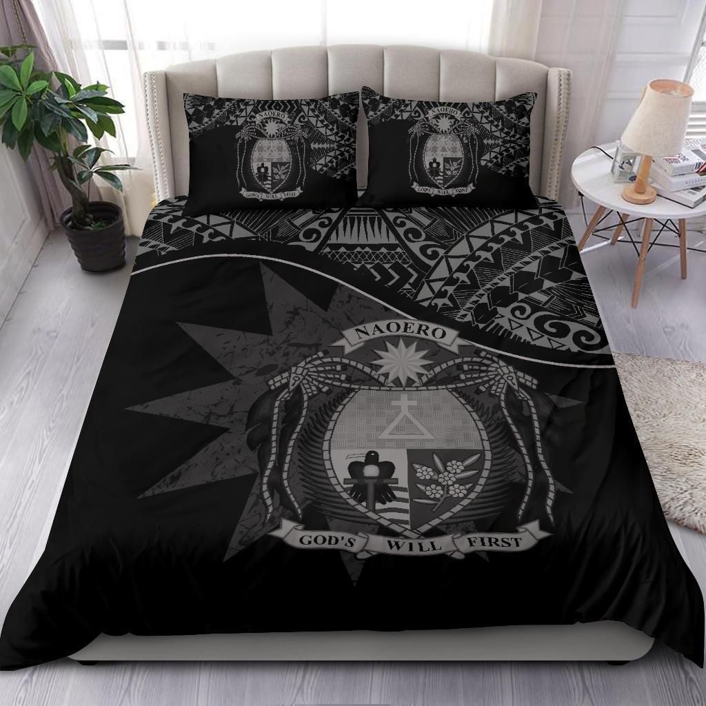 Nauru Duvet Cover Set - Nauru Bedding Flag & Coat Of Arms Black