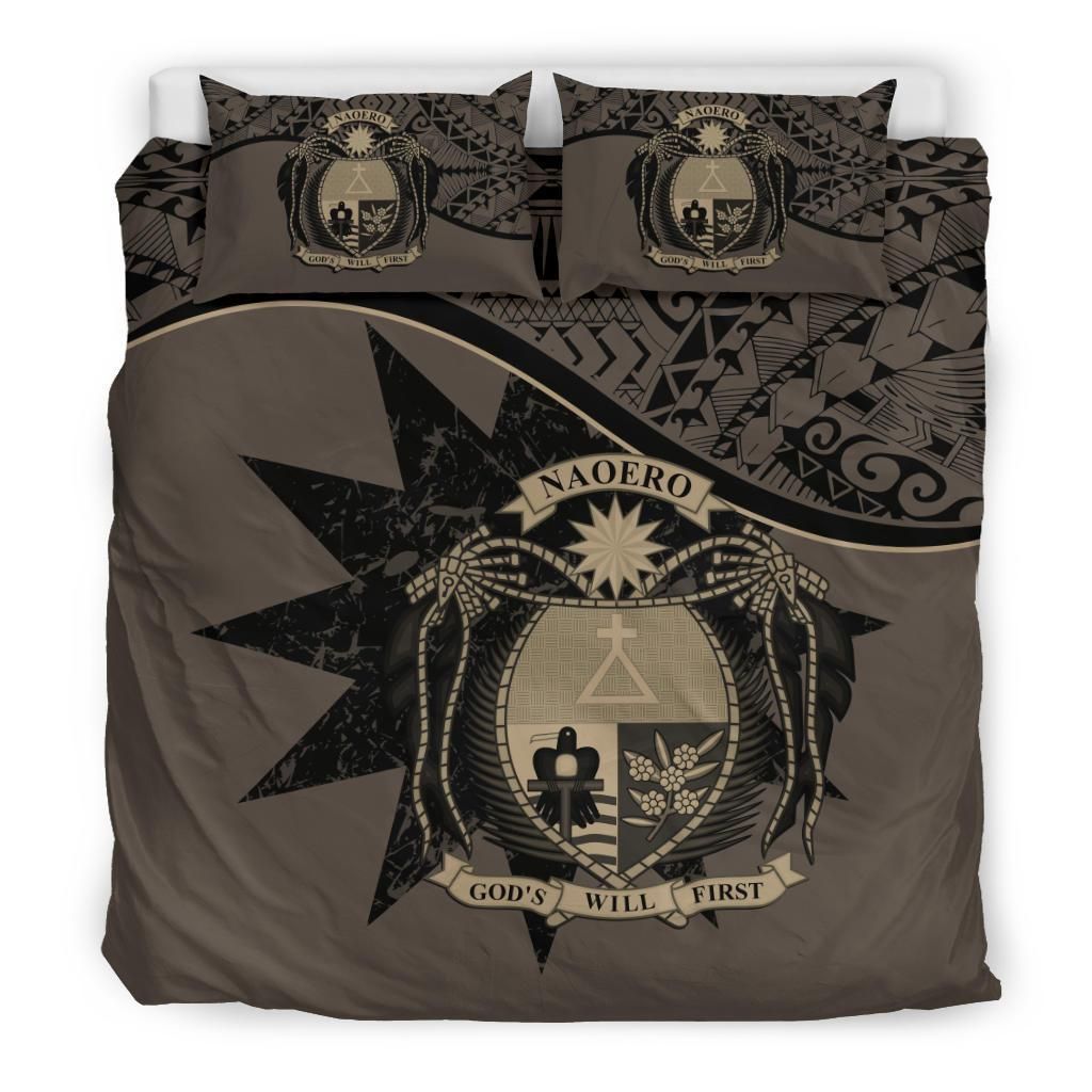 Nauru Duvet Cover Set - Nauru Bedding Flag & Coat Of Arms Brown