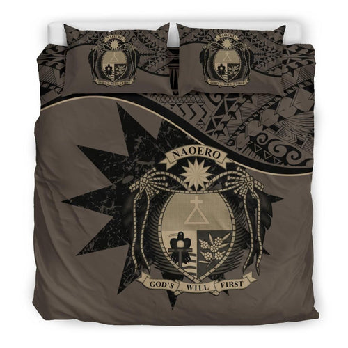 Nauru Duvet Cover Set - Nauru Bedding Flag & Coat Of Arms Brown