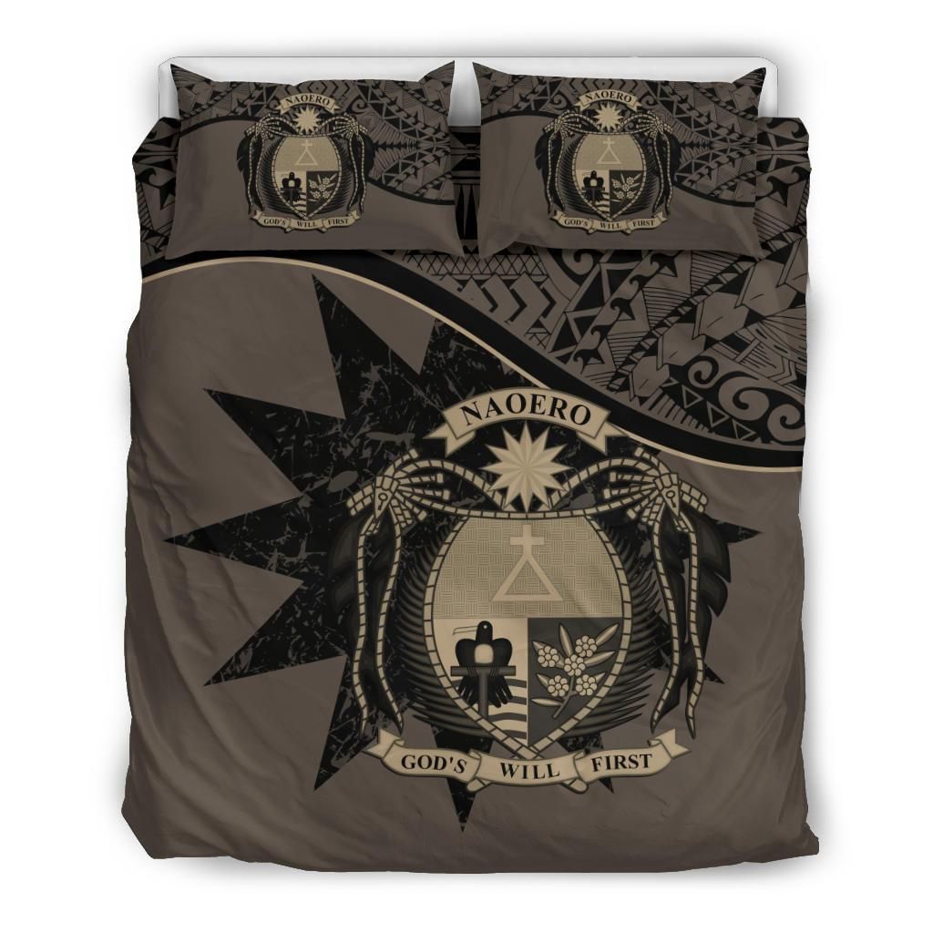 Nauru Duvet Cover Set - Nauru Bedding Flag & Coat Of Arms Brown