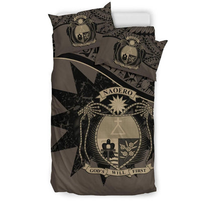 Nauru Duvet Cover Set - Nauru Bedding Flag & Coat Of Arms Brown