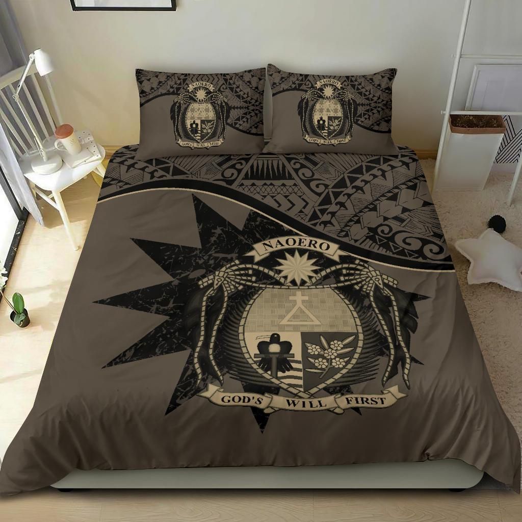 Nauru Duvet Cover Set - Nauru Bedding Flag & Coat Of Arms Brown