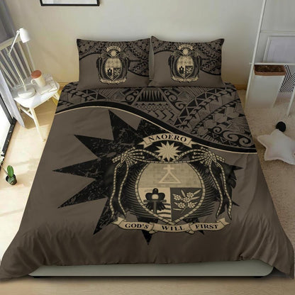 Nauru Duvet Cover Set - Nauru Bedding Flag & Coat Of Arms Brown