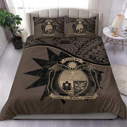Nauru Duvet Cover Set - Nauru Bedding Flag & Coat Of Arms Brown