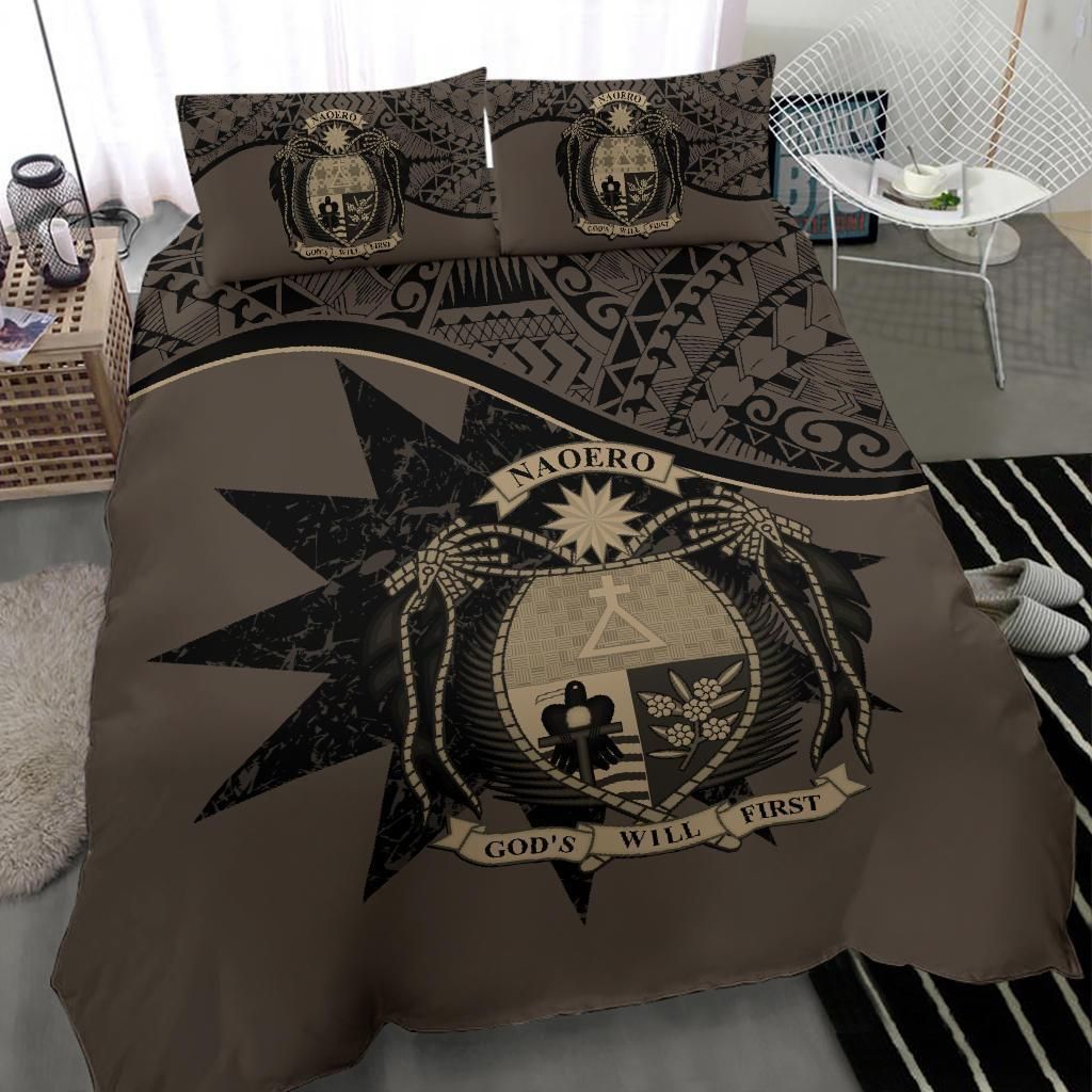 Nauru Duvet Cover Set - Nauru Bedding Flag & Coat Of Arms Brown