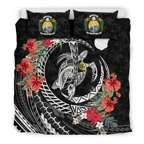 Polynesian Duvet Cover Set - Nauru Bedding Set Polynesia Map Turtle Hibiscus
