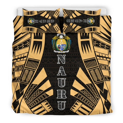 Nauru Duvet Cover Set - Polynesian Tattoo Gold