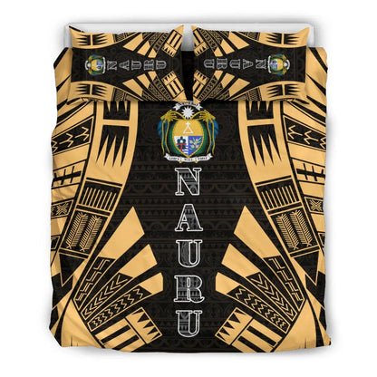 Nauru Duvet Cover Set - Polynesian Tattoo Gold
