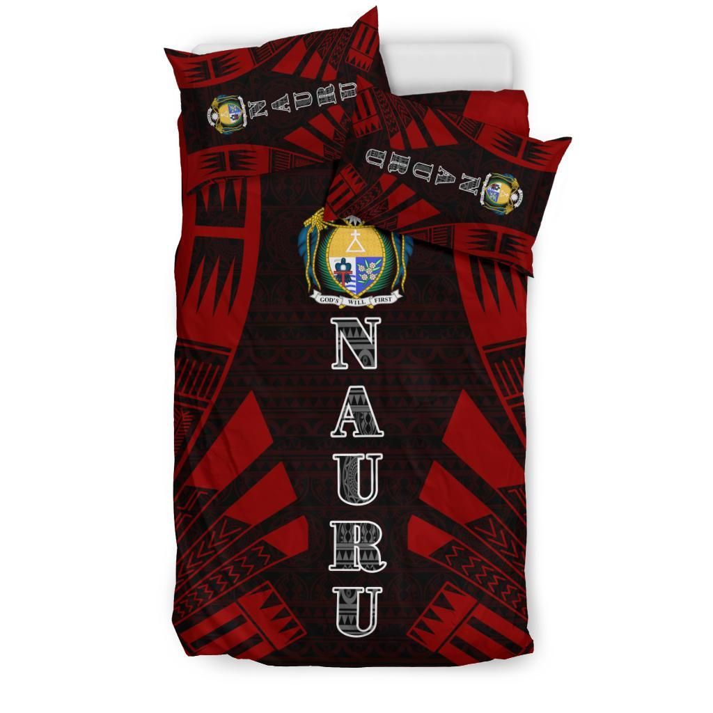 Nauru Duvet Cover Set - Polynesian Tattoo Red