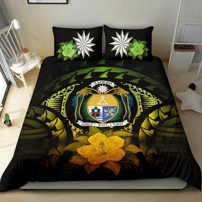 Nauru Duvet Cover Set - Nauru Coat Of Arms & Reggae Hibiscus