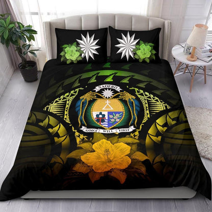 Nauru Duvet Cover Set - Nauru Coat Of Arms & Reggae Hibiscus