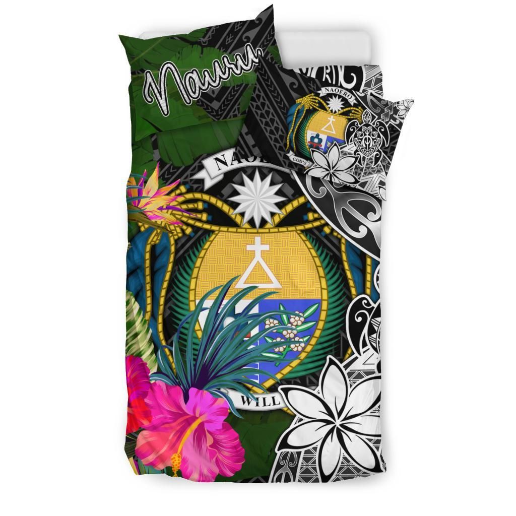 Nauru Bedding Set - Turtle Plumeria Banana Leaf Crest