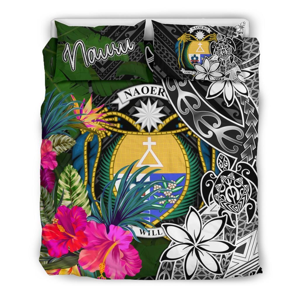 Nauru Bedding Set - Turtle Plumeria Banana Leaf Crest