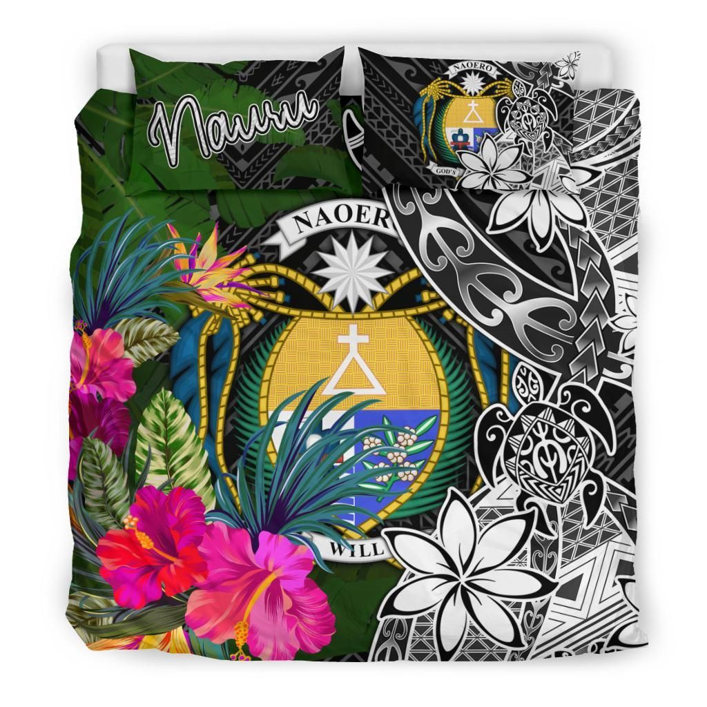 Nauru Bedding Set - Turtle Plumeria Banana Leaf Crest