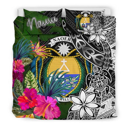 Nauru Bedding Set - Turtle Plumeria Banana Leaf Crest