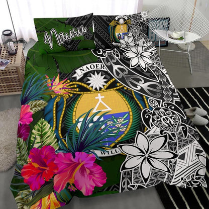 Nauru Bedding Set - Turtle Plumeria Banana Leaf Crest