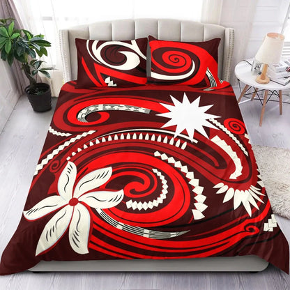 Nauru Bedding Set - Vortex Style Red Color