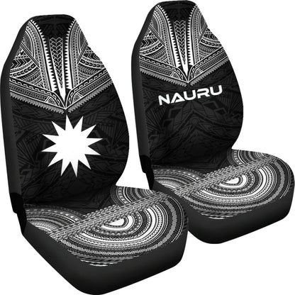 Nauru Car Seat Cover - Nauru Flag Polynesian Chief Tattoo Black Version
