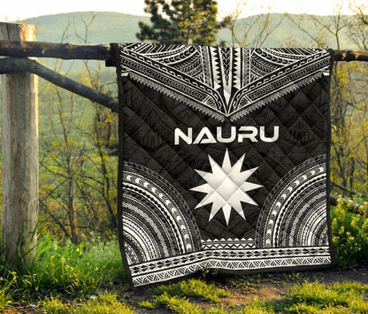 Nauru Premium Quilt - Nauru Flag Polynesian Chief Black Version