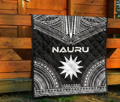 Nauru Premium Quilt - Nauru Flag Polynesian Chief Black Version