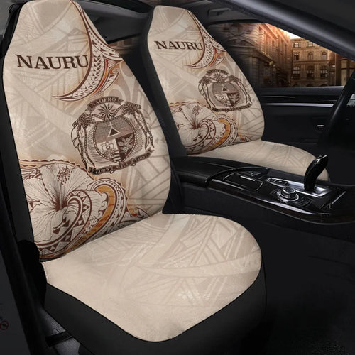 Nauru Car Seat Cover - Hibiscus Flowers Vintage Style