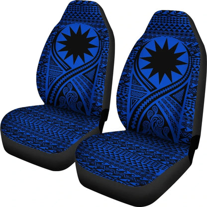Nauru Car Seat Cover - Nauru Flag Polynesian Tattoo Blue