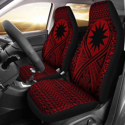 Nauru Car Seat Cover - Nauru Flag Polynesian Tattoo Red