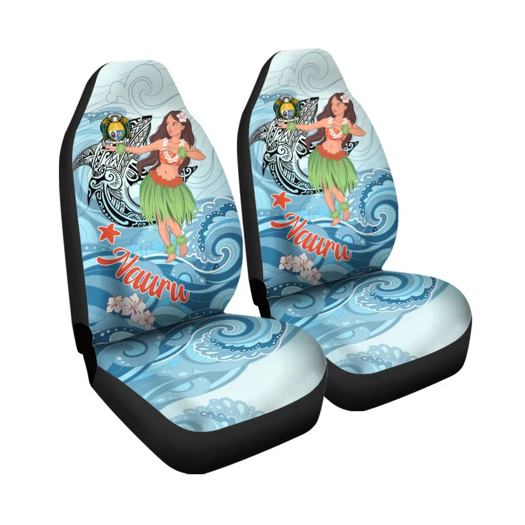 Nauru Car Seat Cover - Polynesian Girls With Shark