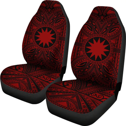 Nauru Car Seat Cover - Nauru Coat Of Arms Polynesian Red Black